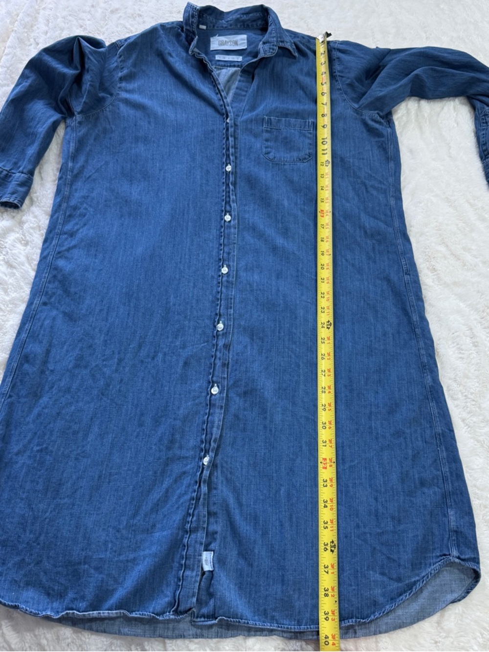 Grayson by frank & Eileen size 04(Large) chambray denim shirt dress casual - Picture 9 of 13